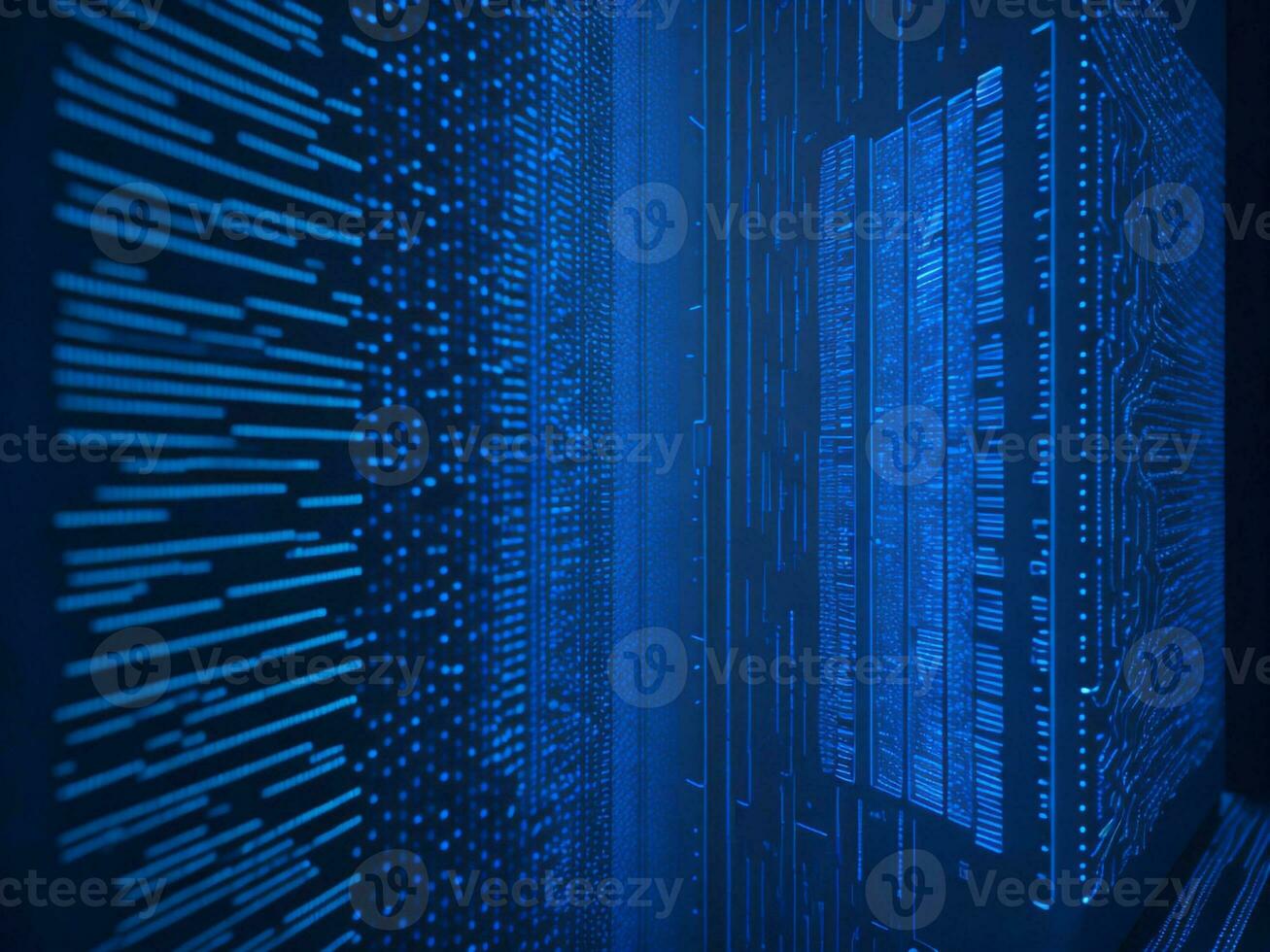 AI generated Blue digital binary data on computer screen background. binary code background . abstract blue background photo