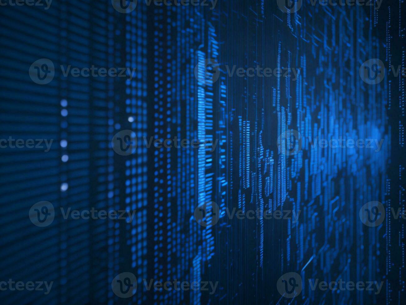 AI generated Blue digital binary data on computer screen background. binary code background . abstract blue background photo