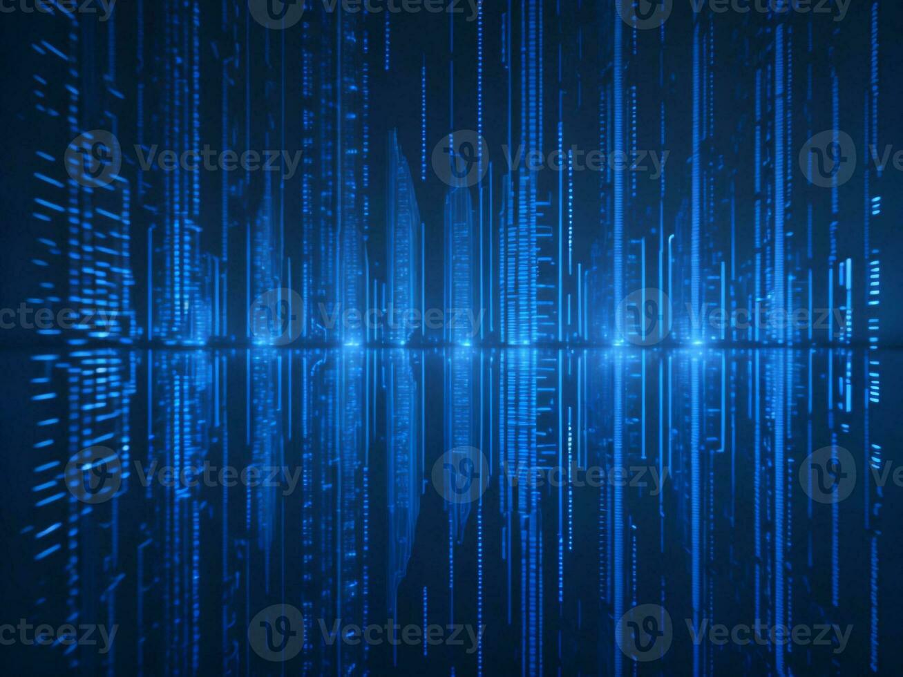 AI generated Blue digital binary data on computer screen background. binary code background . abstract blue background photo