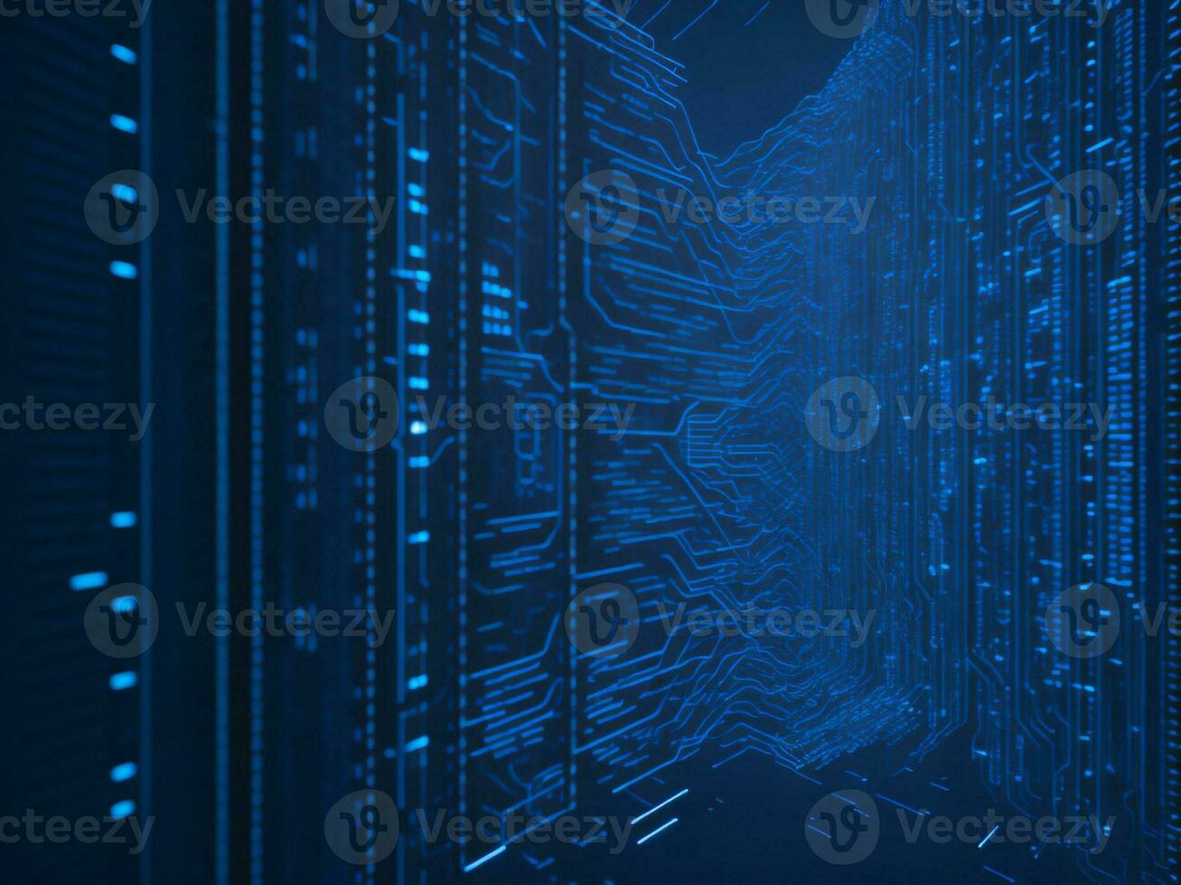 AI generated Blue digital binary data on computer screen background. binary code background . abstract blue background photo