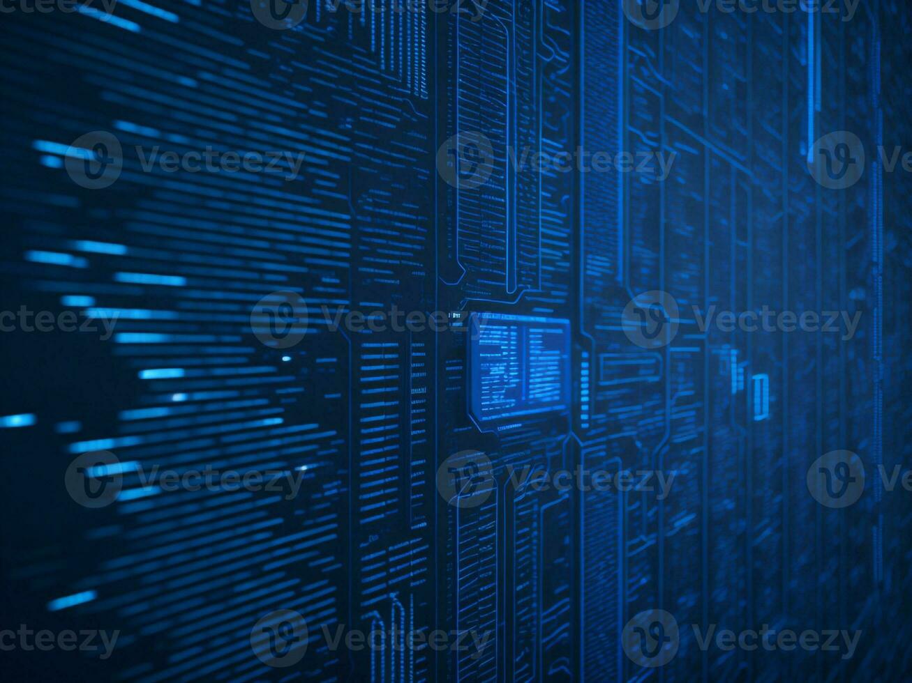 AI generated Blue digital binary data on computer screen background. binary code background . abstract blue background photo