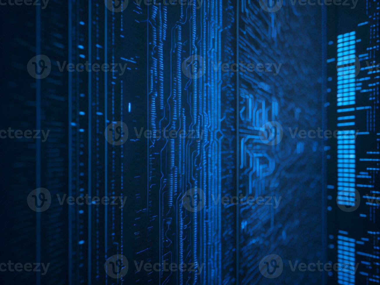 AI generated Blue digital binary data on computer screen background. binary code background . abstract blue background photo