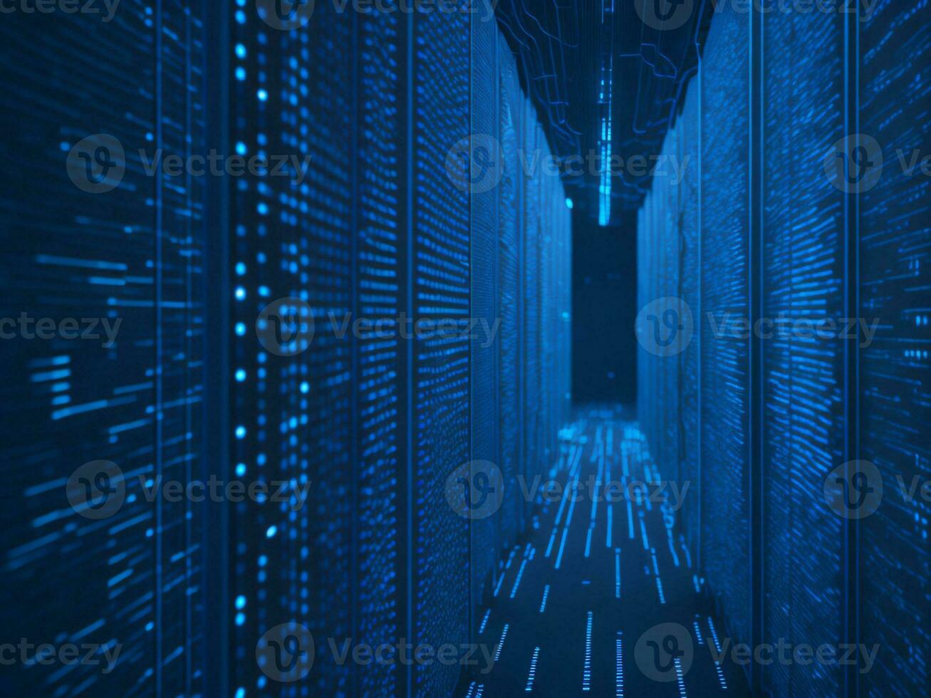 AI generated Blue digital binary data on computer screen background. binary code background . abstract blue background photo