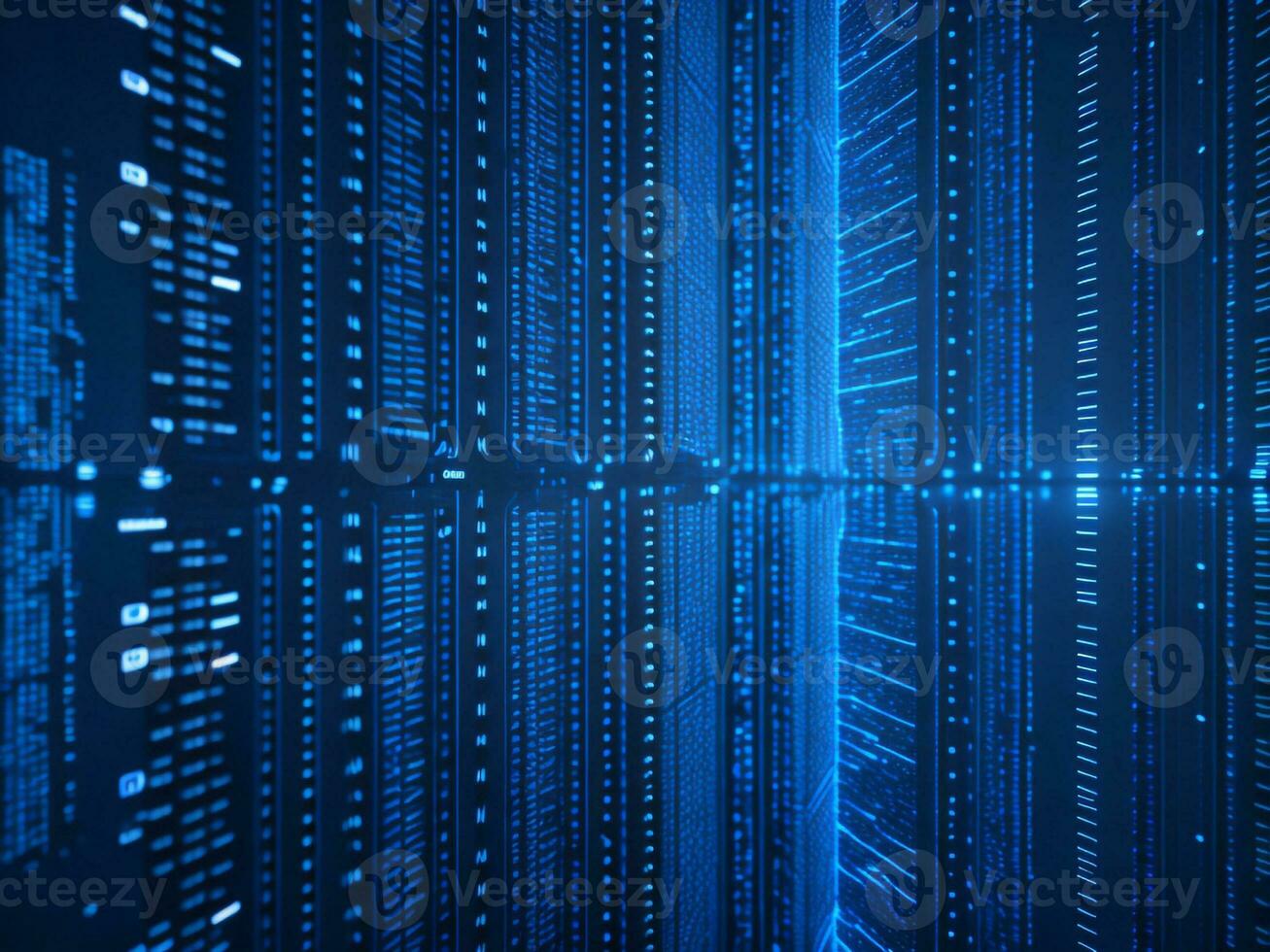 AI generated Blue digital binary data on computer screen background. binary code background . abstract blue background photo