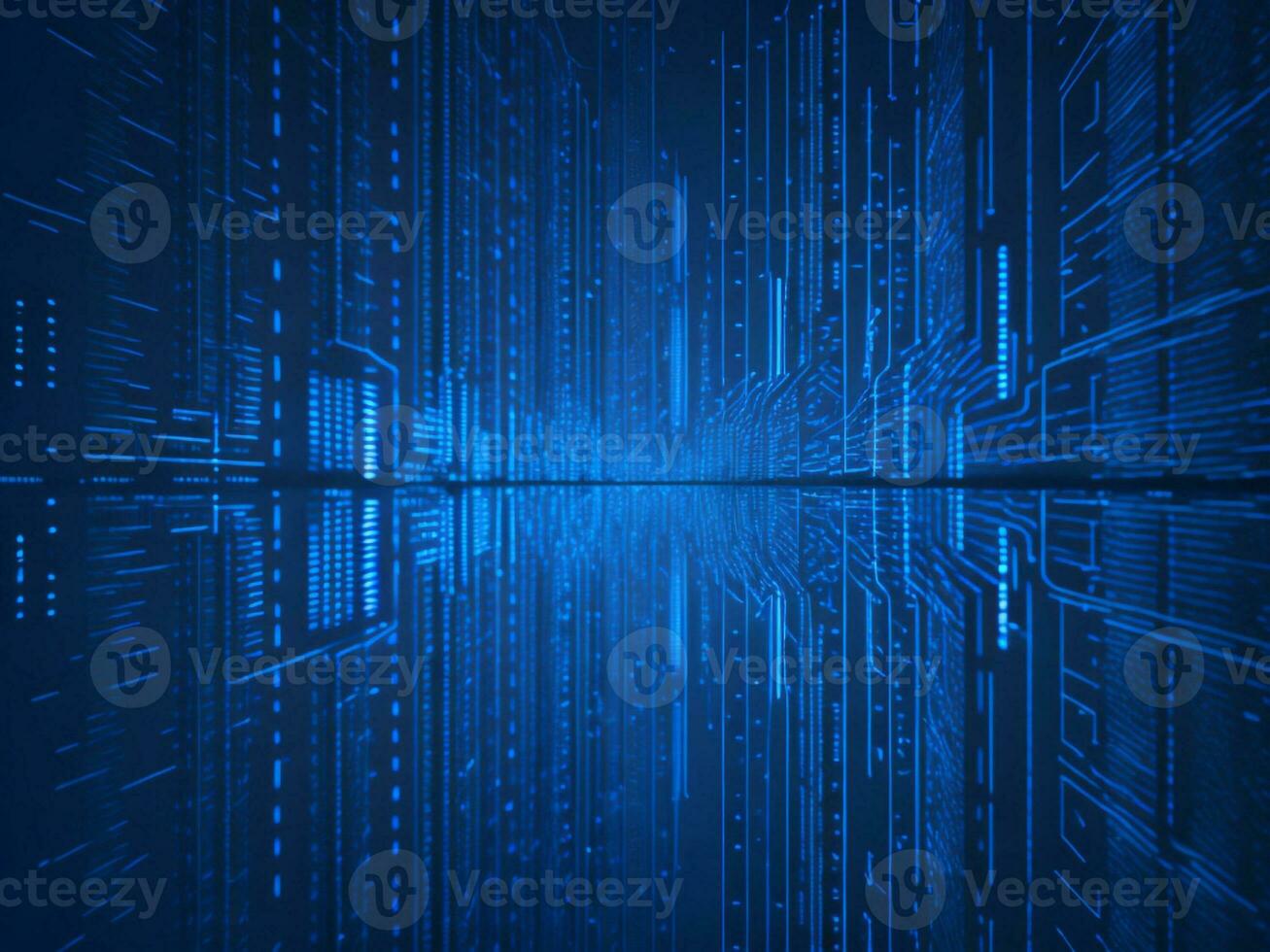 AI generated Blue digital binary data on computer screen background. binary code background . abstract blue background photo