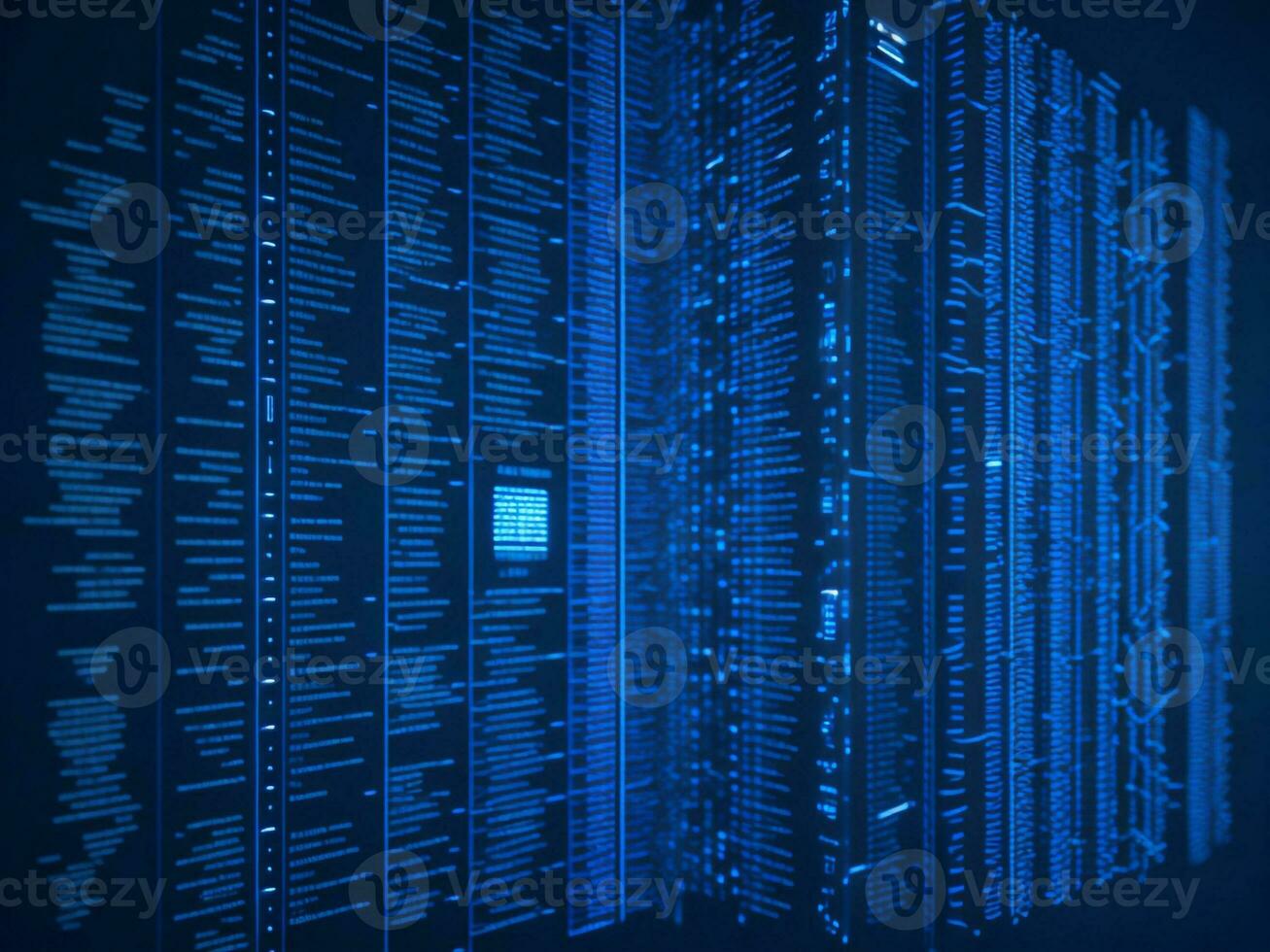 AI generated Blue digital binary data on computer screen background. binary code background . abstract blue background photo