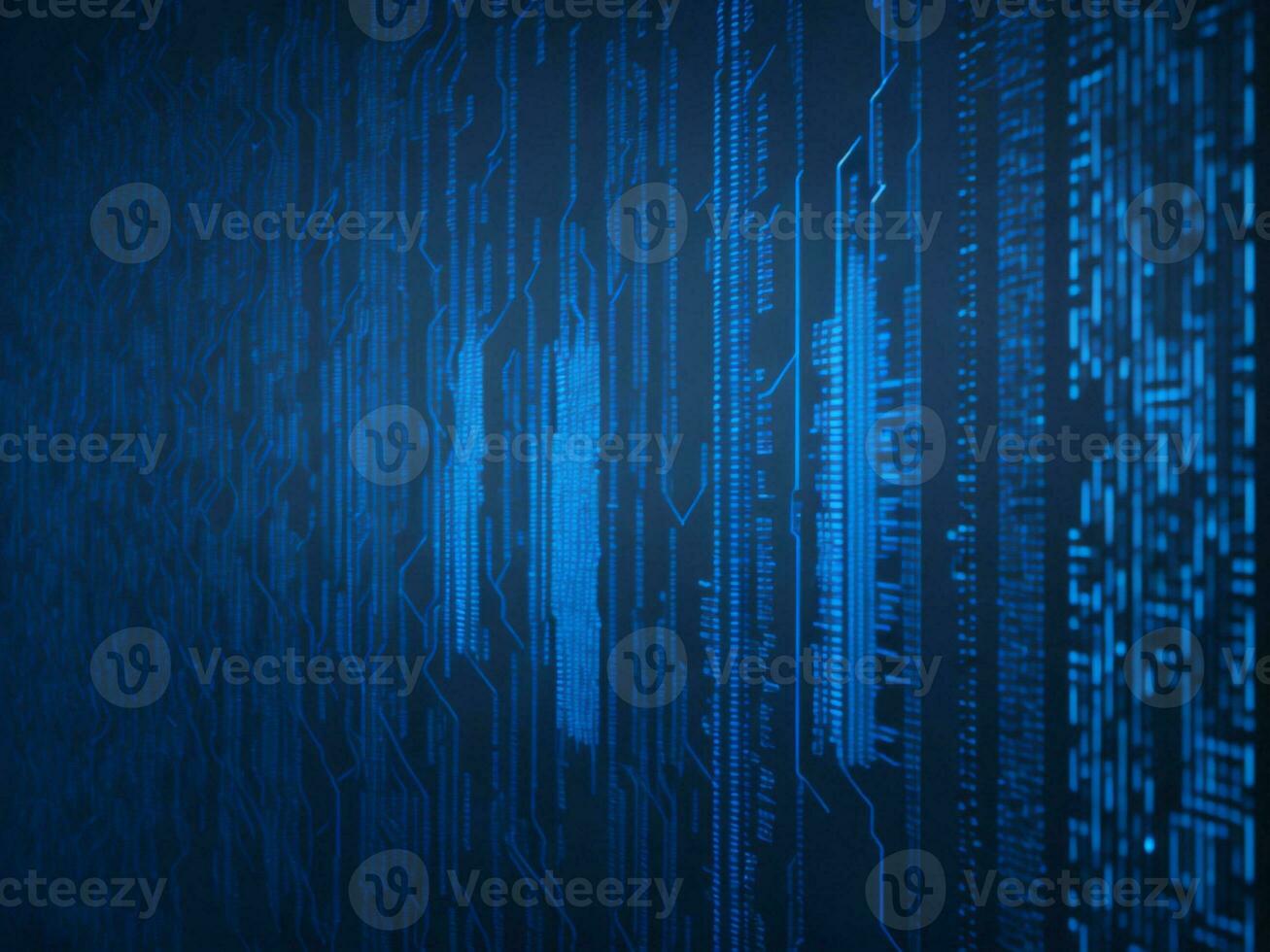 AI generated Blue digital binary data on computer screen background. binary code background . abstract blue background photo