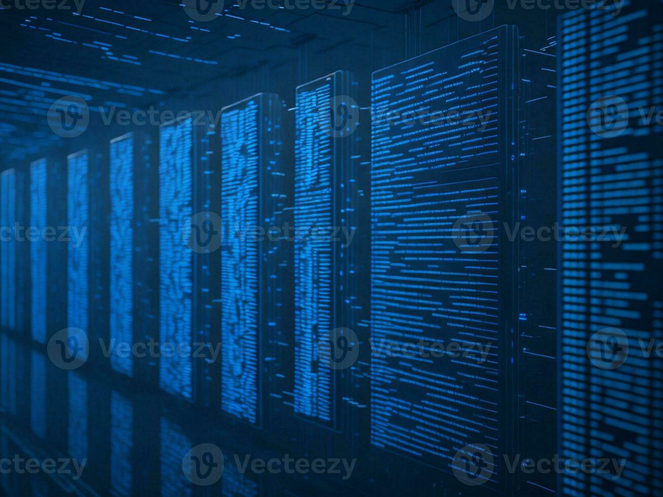 AI generated Blue digital binary data on computer screen background. binary code background . abstract blue background photo
