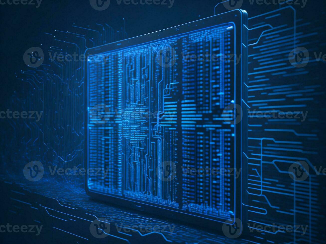 AI generated Digital Cyberspace with Particles and Digital Data Network Connections. High Speed Connection and Data Analysis Technology Digital Abstract Background Concept. 3d rendering photo