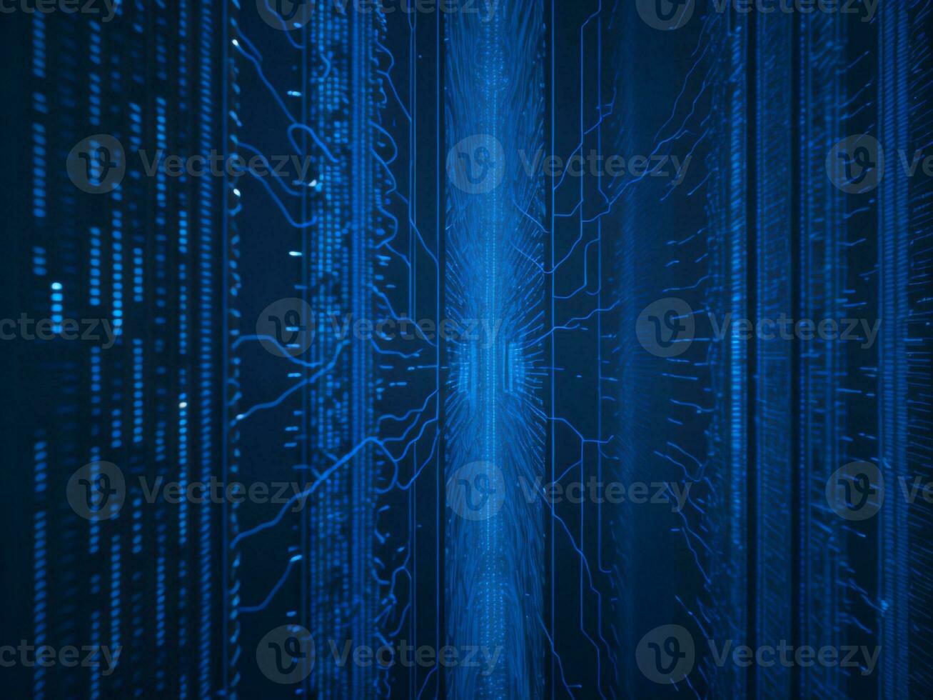 AI generated Digital Cyberspace with Particles and Digital Data Network Connections. High Speed Connection and Data Analysis Technology Digital Abstract Background Concept. 3d rendering photo