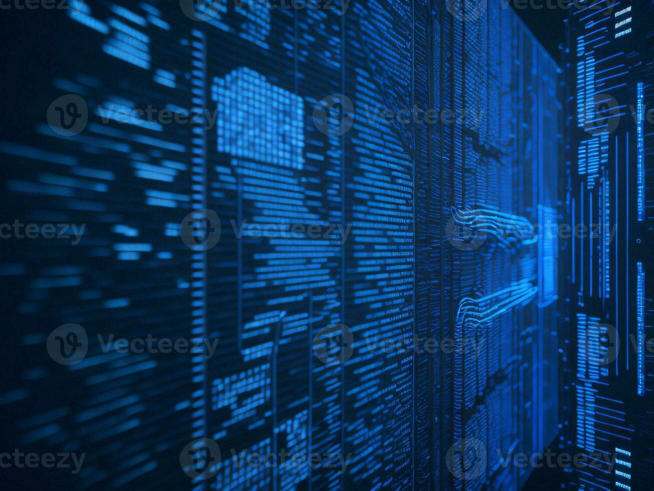 AI generated Digital Cyberspace with Particles and Digital Data Network Connections. High Speed Connection and Data Analysis Technology Digital Abstract Background Concept. 3d rendering photo