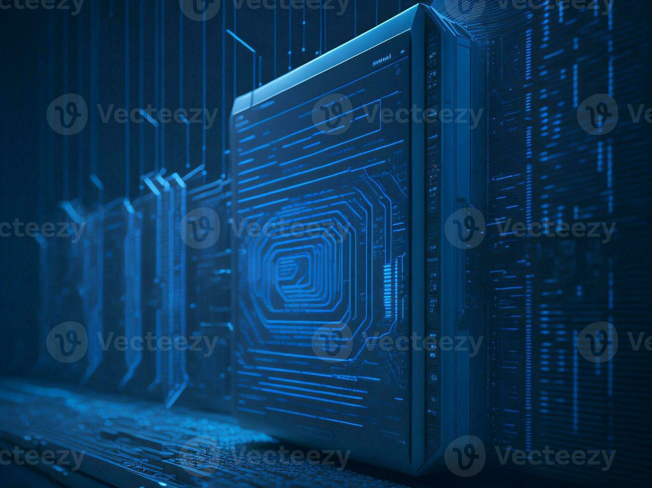 AI generated Digital Cyberspace with Particles and Digital Data Network Connections. High Speed Connection and Data Analysis Technology Digital Abstract Background Concept. 3d rendering photo