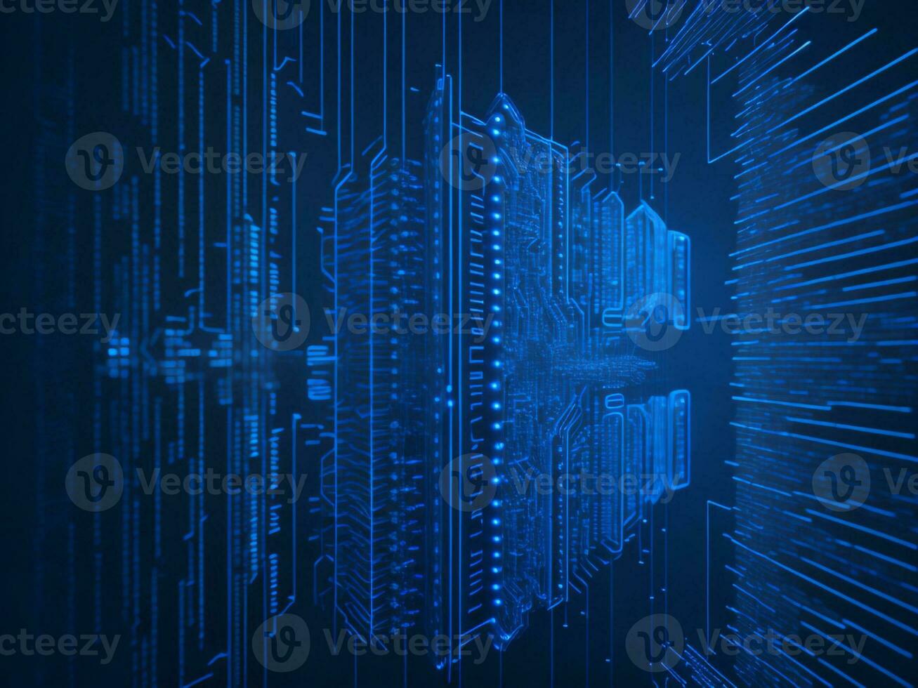 AI generated Digital Cyberspace with Particles and Digital Data Network Connections. High Speed Connection and Data Analysis Technology Digital Abstract Background Concept. 3d rendering photo