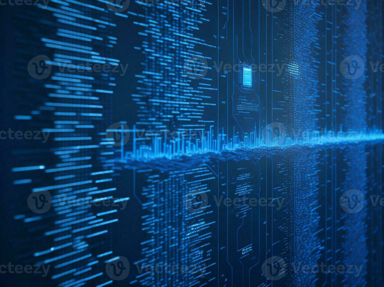 AI generated Digital Cyberspace with Particles and Digital Data Network Connections. High Speed Connection and Data Analysis Technology Digital Abstract Background Concept. 3d rendering photo