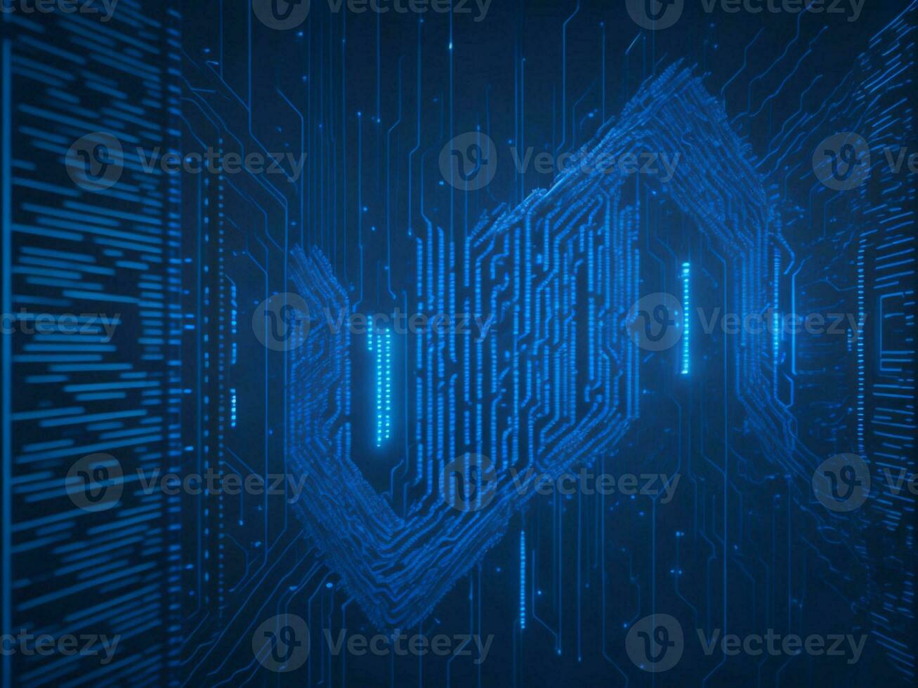 AI generated Digital Cyberspace with Particles and Digital Data Network Connections. High Speed Connection and Data Analysis Technology Digital Abstract Background Concept. 3d rendering photo