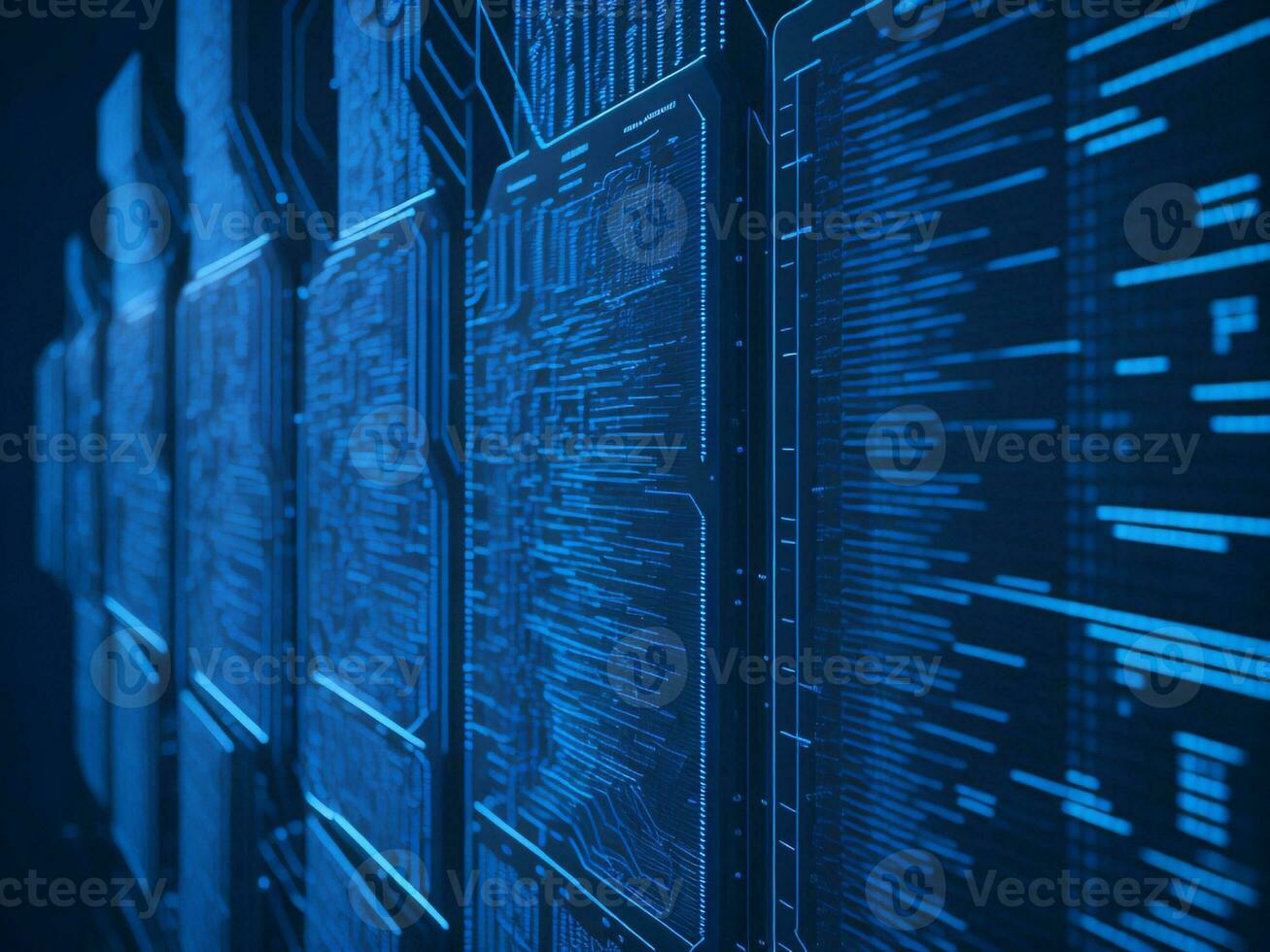 AI generated Digital Cyberspace with Particles and Digital Data Network Connections. High Speed Connection and Data Analysis Technology Digital Abstract Background Concept. 3d rendering photo