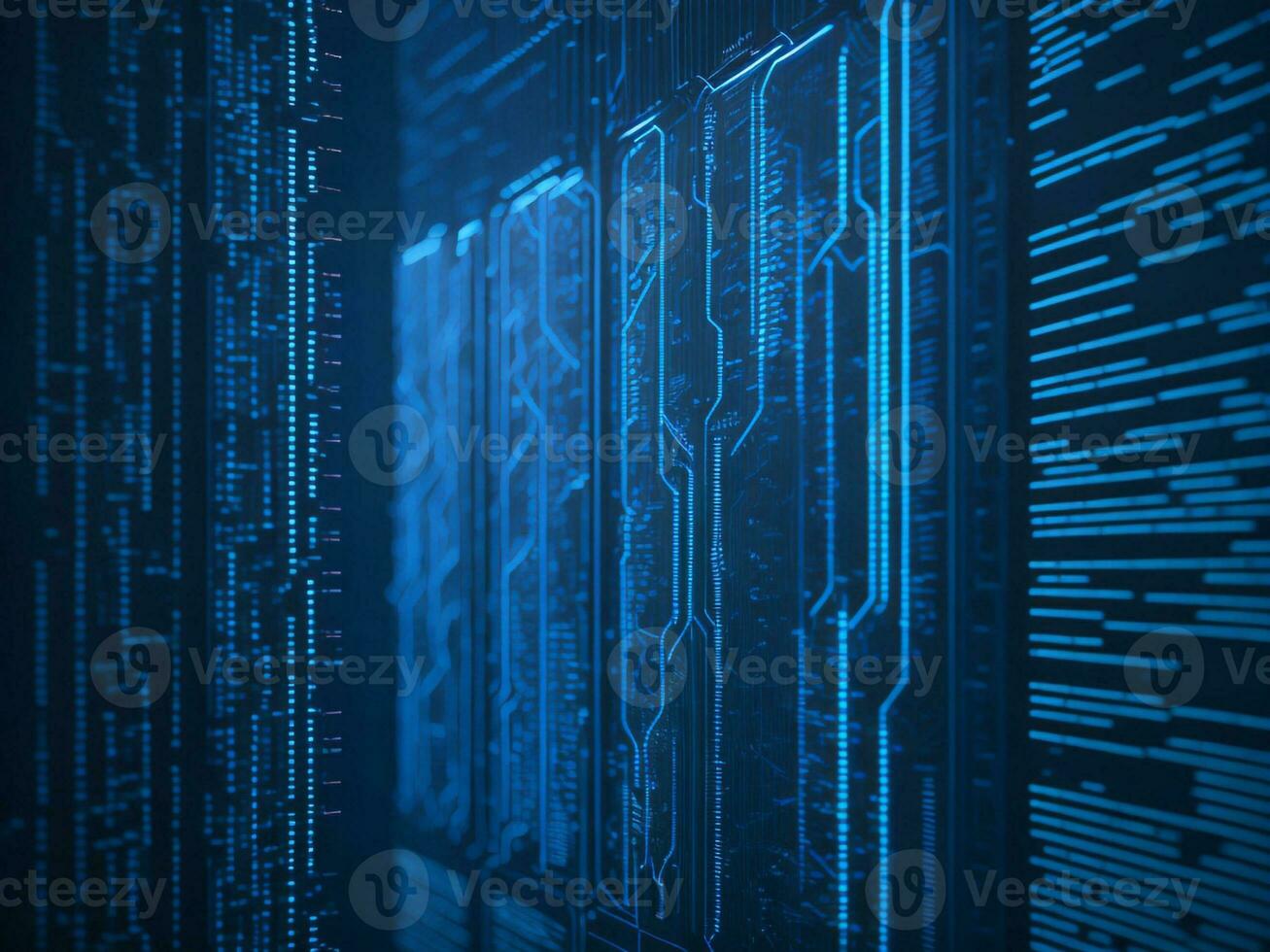 AI generated Digital Cyberspace with Particles and Digital Data Network Connections. High Speed Connection and Data Analysis Technology Digital Abstract Background Concept. 3d rendering photo