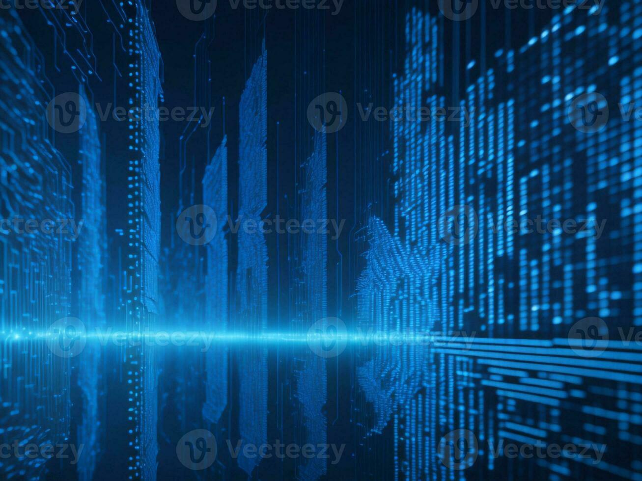 AI generated Digital Cyberspace with Particles and Digital Data Network Connections. High Speed Connection and Data Analysis Technology Digital Abstract Background Concept. 3d rendering photo