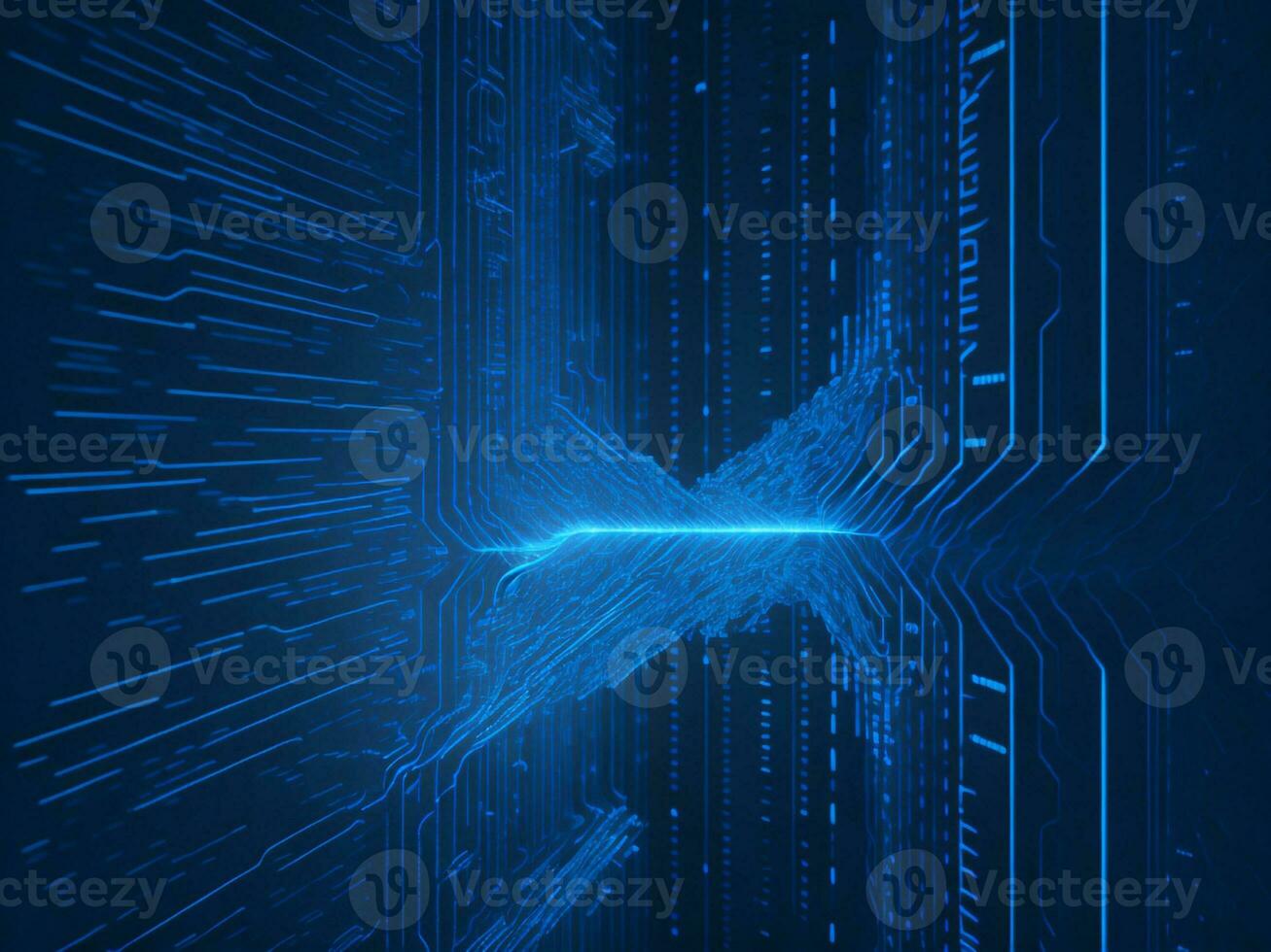 AI generated Digital Cyberspace with Particles and Digital Data Network Connections. High Speed Connection and Data Analysis Technology Digital Abstract Background Concept. 3d rendering photo