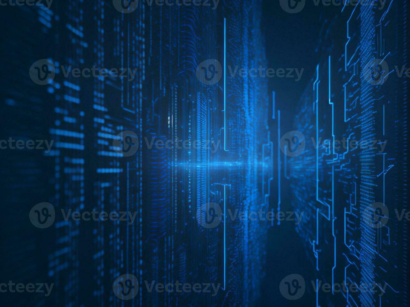 AI generated Digital Cyberspace with Particles and Digital Data Network Connections. High Speed Connection and Data Analysis Technology Digital Abstract Background Concept. 3d rendering photo