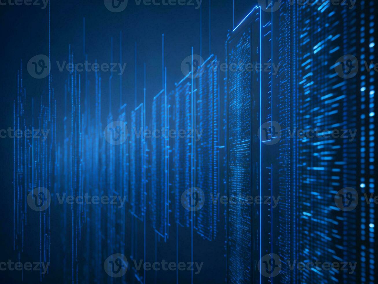 AI generated Digital Cyberspace with Particles and Digital Data Network Connections. High Speed Connection and Data Analysis Technology Digital Abstract Background Concept. 3d rendering photo
