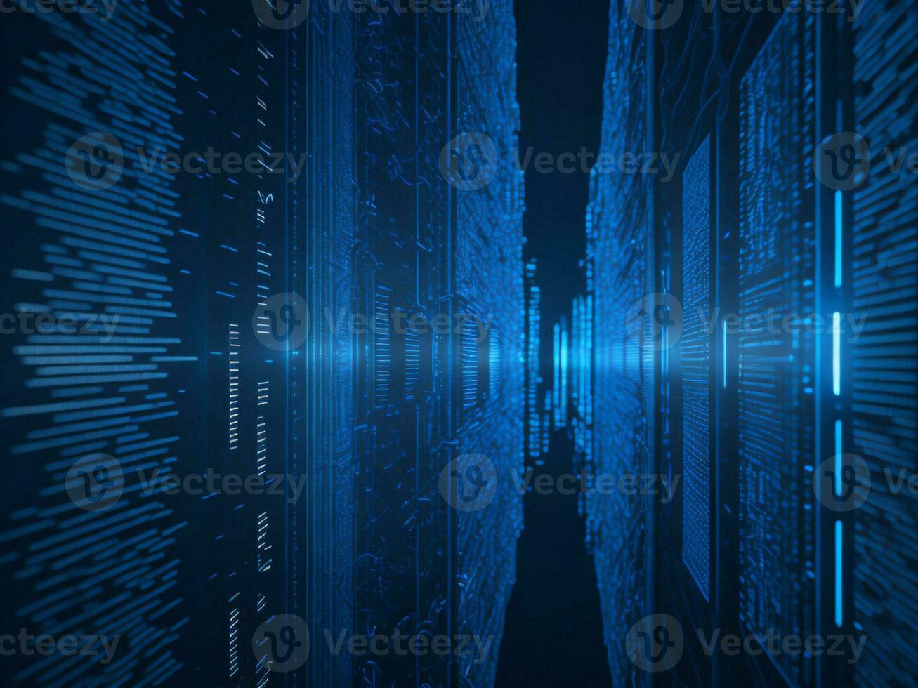 AI generated Digital Cyberspace with Particles and Digital Data Network Connections. High Speed Connection and Data Analysis Technology Digital Abstract Background Concept. 3d rendering photo