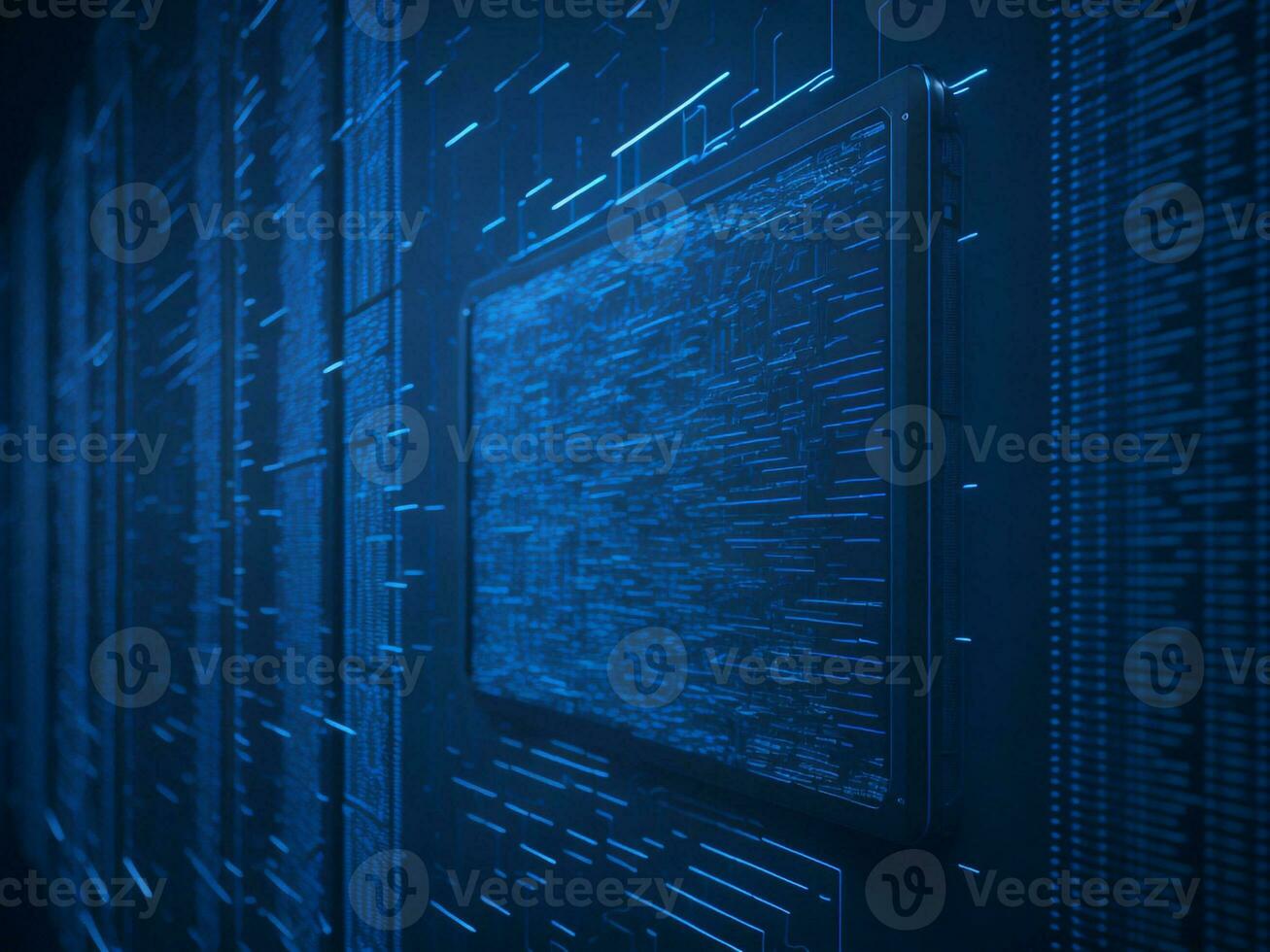 AI generated Digital Cyberspace with Particles and Digital Data Network Connections. High Speed Connection and Data Analysis Technology Digital Abstract Background Concept. 3d rendering photo