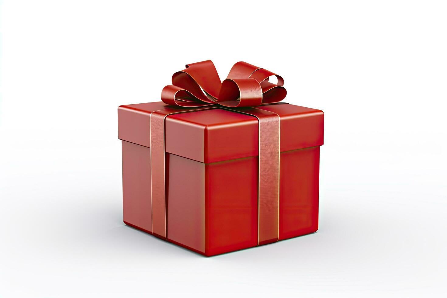 AI generated Gift box with red ribbon isolated on white background. AI Generated photo