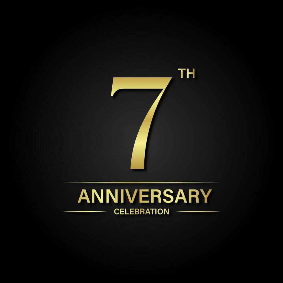7mo aniversario celebracion con oro color y negro antecedentes. vector diseño para celebraciones, invitación tarjetas y saludo tarjetas