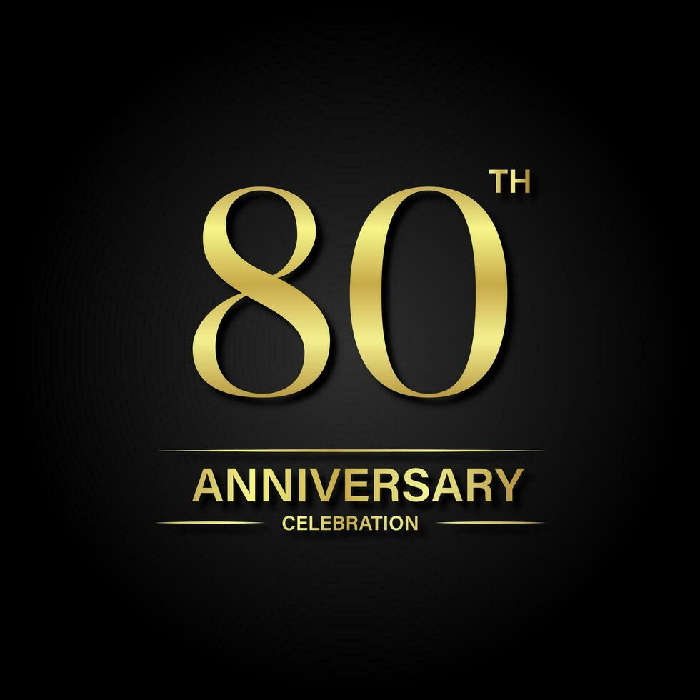 80 aniversario celebracion con oro color y negro antecedentes. vector diseño para celebraciones, invitación tarjetas y saludo tarjetas