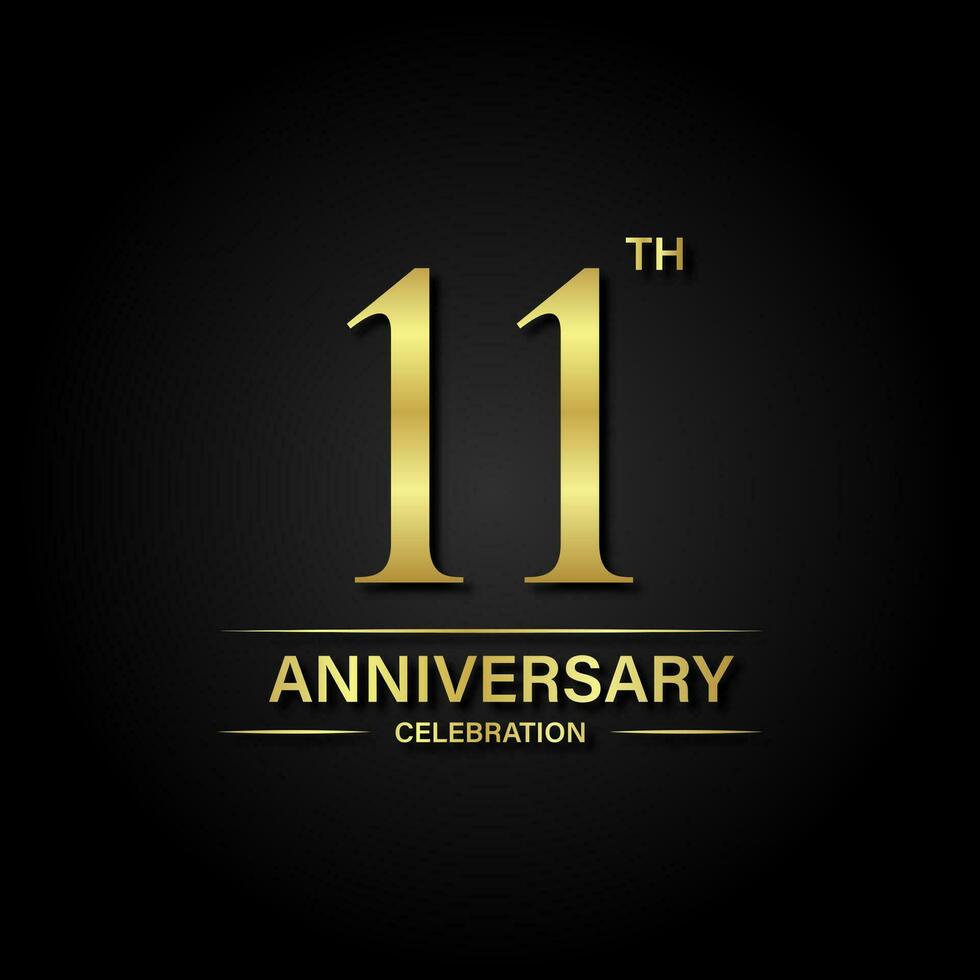 11 aniversario celebracion con oro color y negro antecedentes. vector diseño para celebraciones, invitación tarjetas y saludo tarjetas