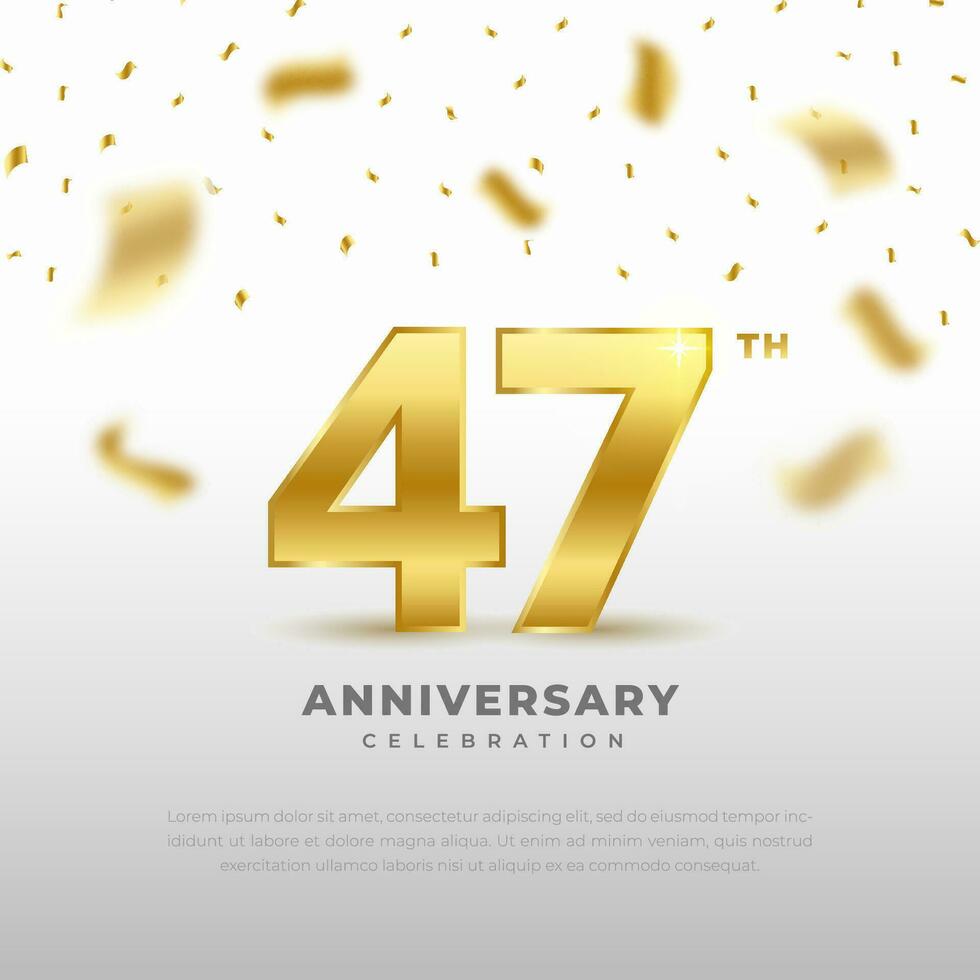 47º aniversario celebracion con oro Brillantina color y blanco antecedentes. vector diseño para celebraciones, invitación tarjetas y saludo tarjetas