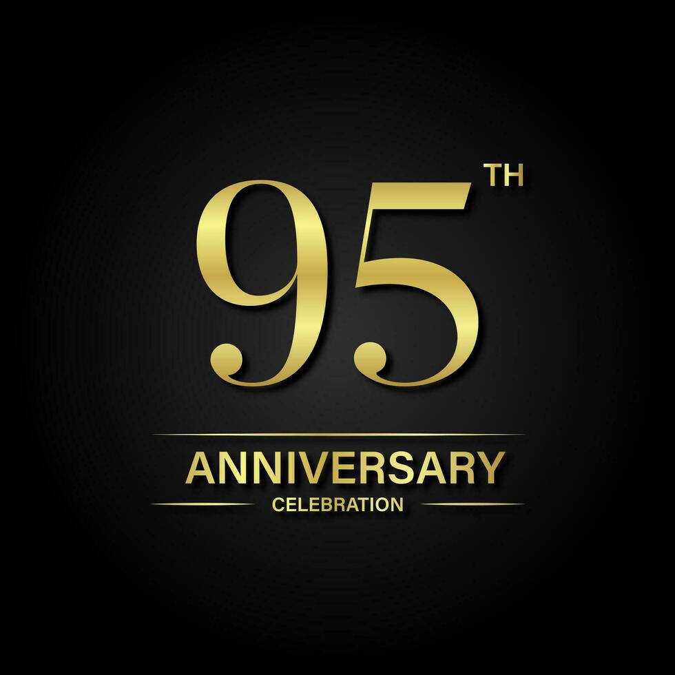 95th anniversary celebration with gold color and black background. Vector design for celebrations, invitation cards and greeting cards.