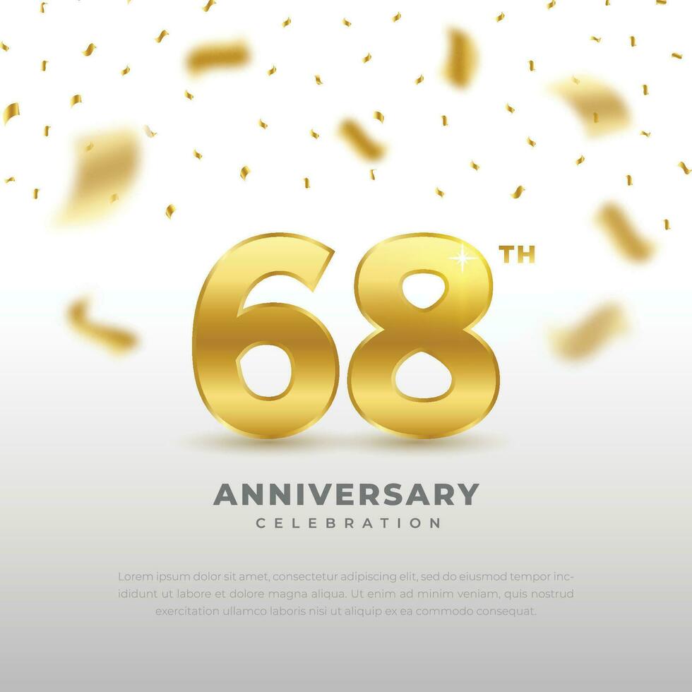 68º aniversario celebracion con oro Brillantina color y negro antecedentes. vector diseño para celebraciones, invitación tarjetas y saludo tarjetas