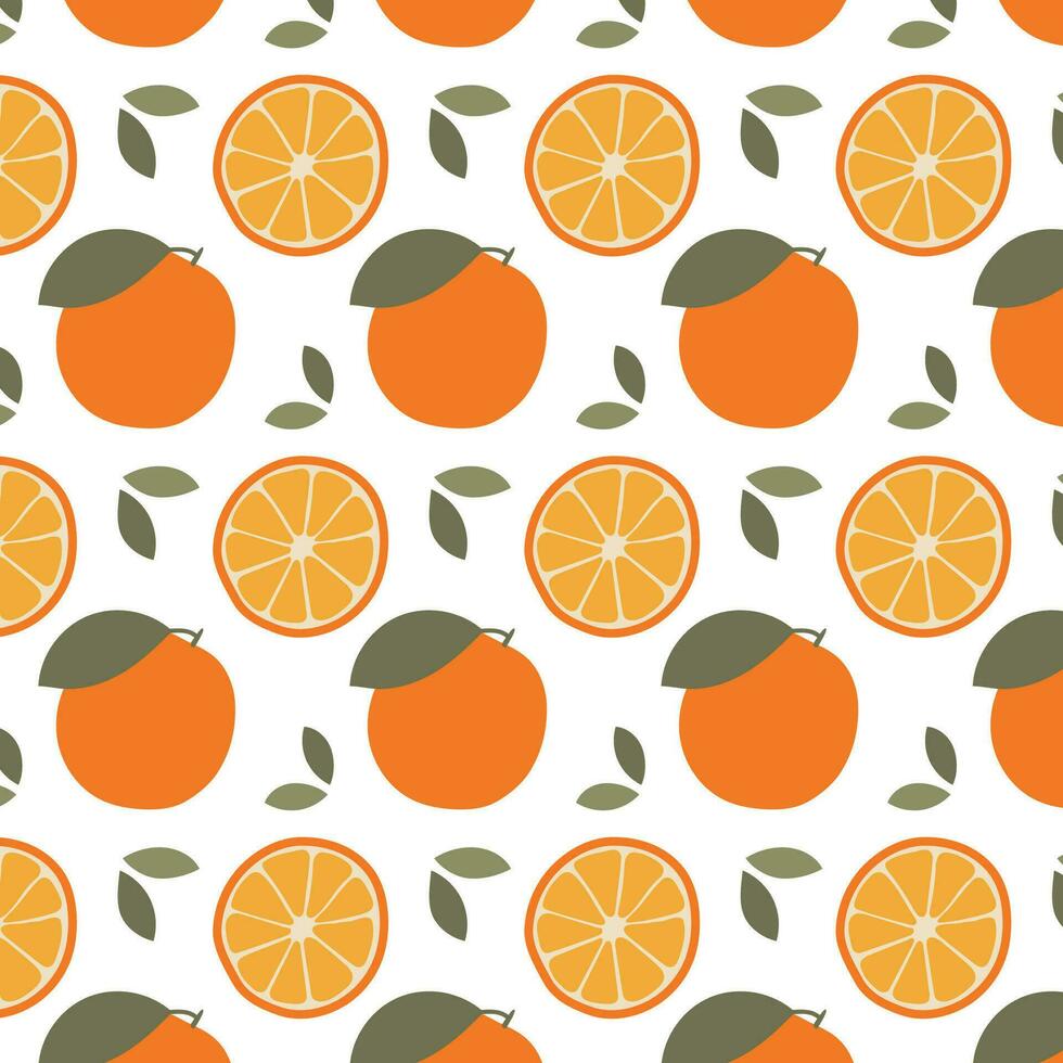 Orange fruits pattern. Vector Illustration