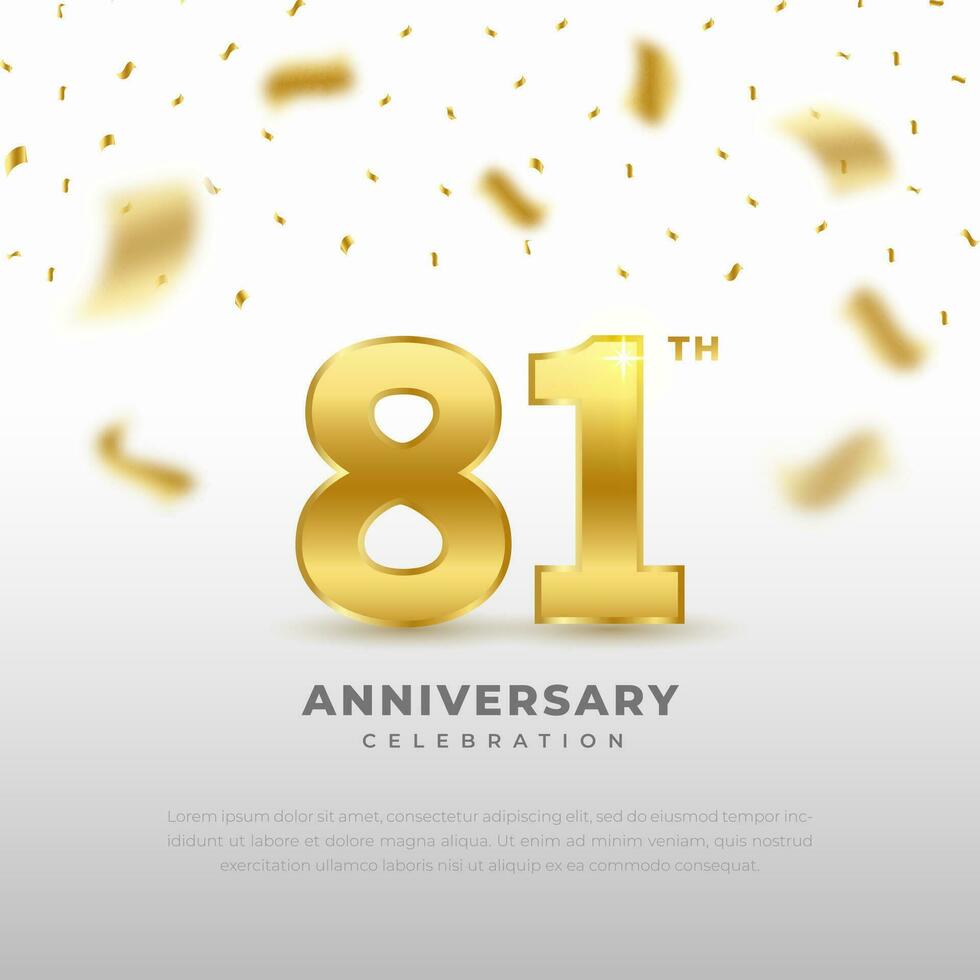 81º aniversario celebracion con oro Brillantina color y blanco antecedentes. vector diseño para celebraciones, invitación tarjetas y saludo tarjetas