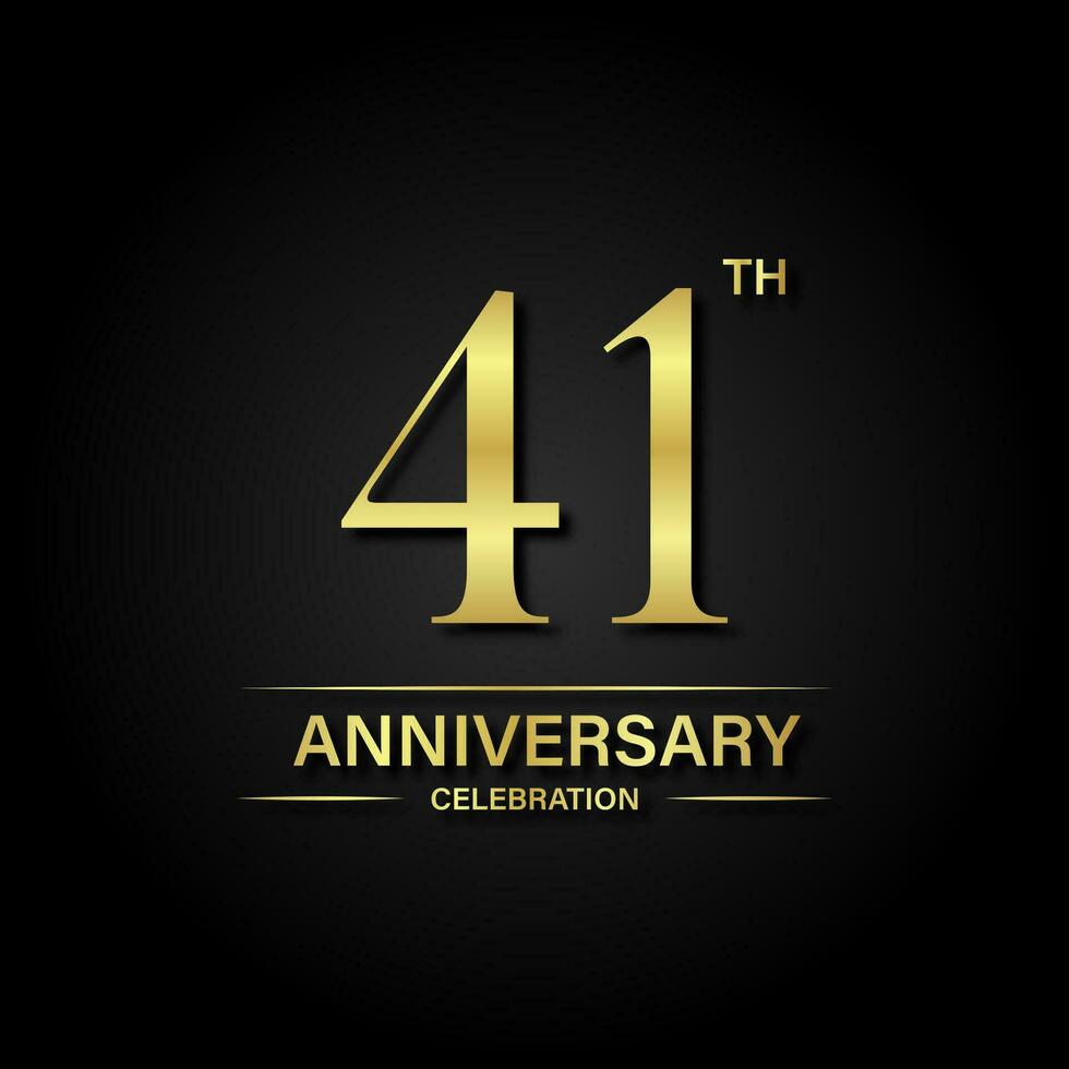 41th anniversary celebration with gold color and black background. Vector design for celebrations, invitation cards and greeting cards.