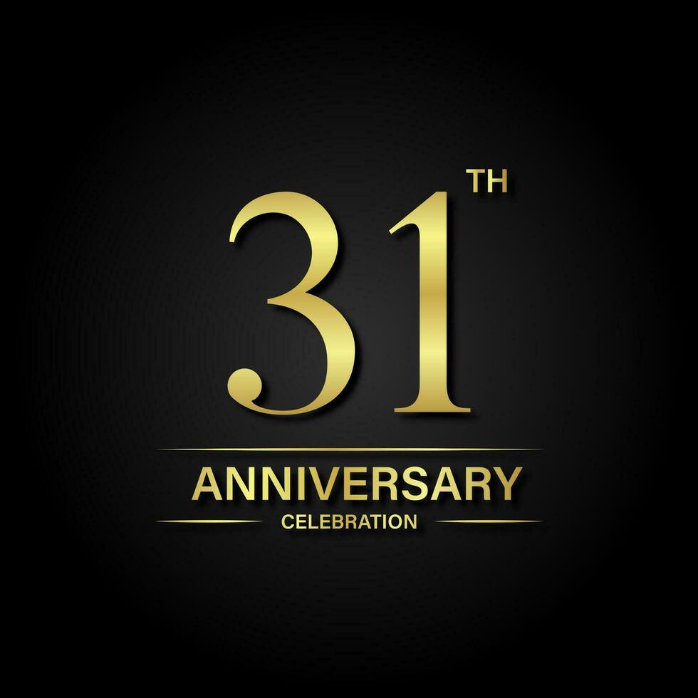 31th anniversary celebration with gold color and black background. Vector design for celebrations, invitation cards and greeting cards.