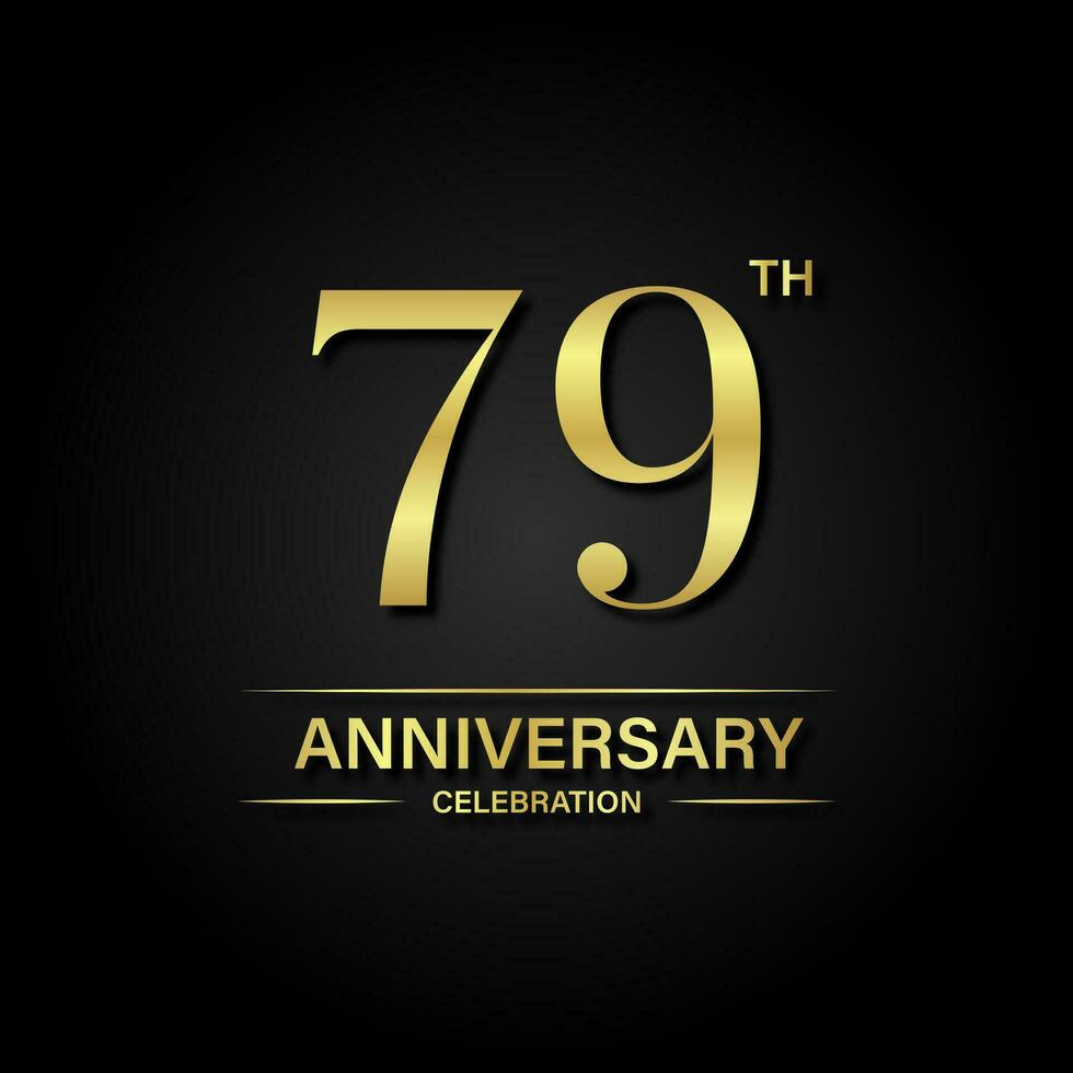 79th anniversary celebration with gold color and black background. Vector design for celebrations, invitation cards and greeting cards.