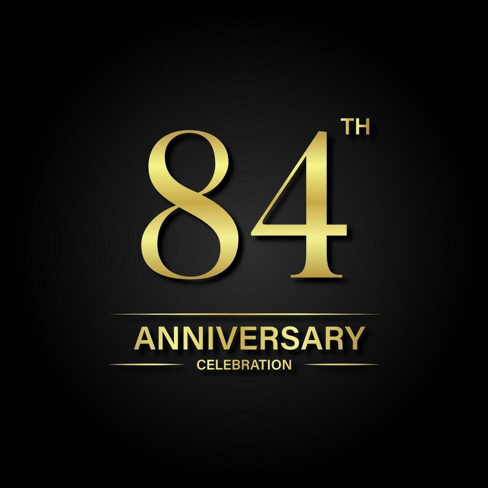 84th anniversary celebration with gold color and black background. Vector design for celebrations, invitation cards and greeting cards.