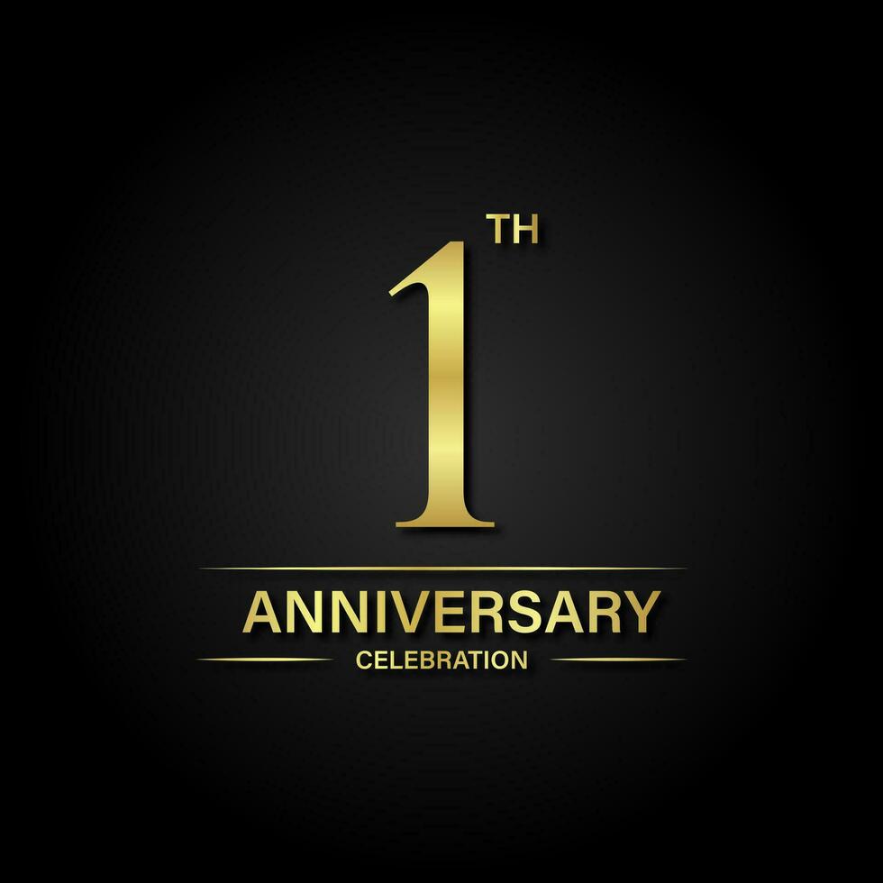 1º aniversario celebracion con oro color y negro antecedentes. vector diseño para celebraciones, invitación tarjetas y saludo tarjetas