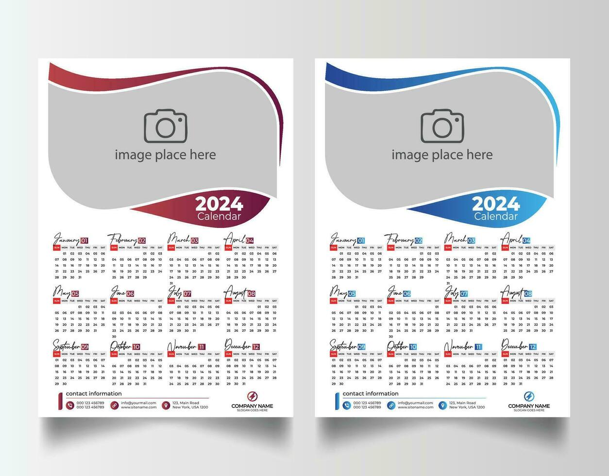 2024 Calendar template vector