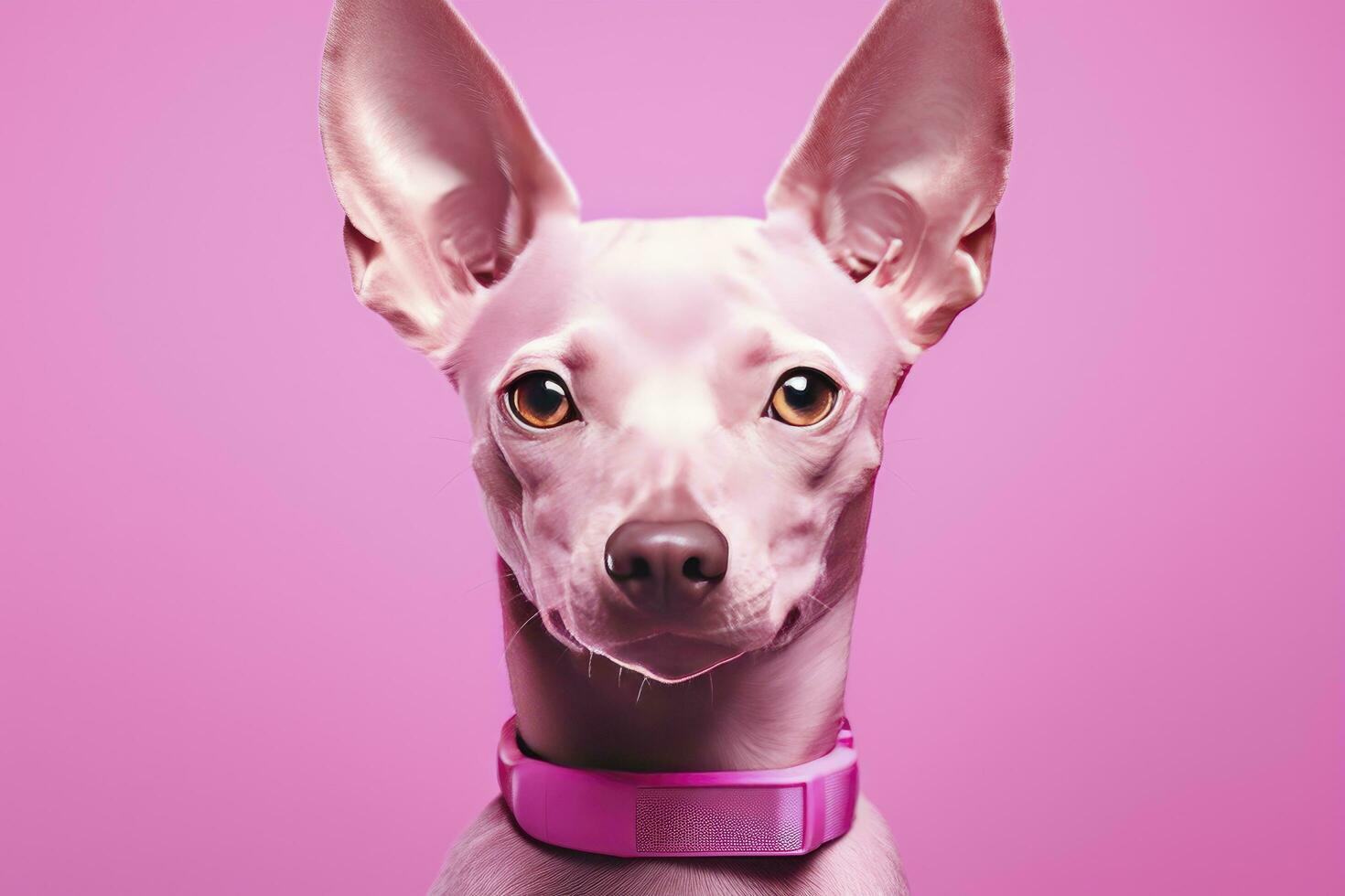 AI generated Pink colored dog on Pink Background. AI Generated photo