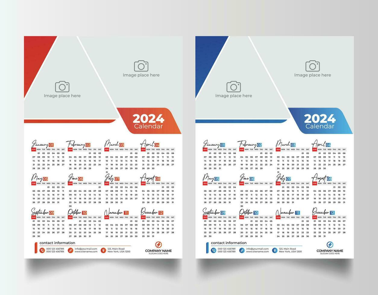 2024 Wall calendar 35229885 Vector Art at Vecteezy