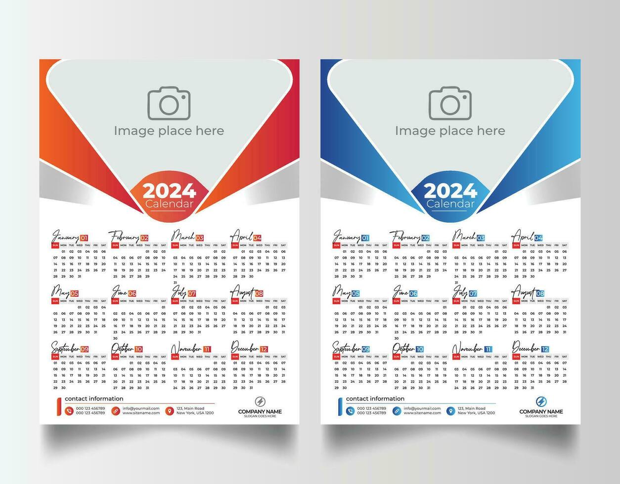 2024 Wall calendar 35229898 Vector Art at Vecteezy