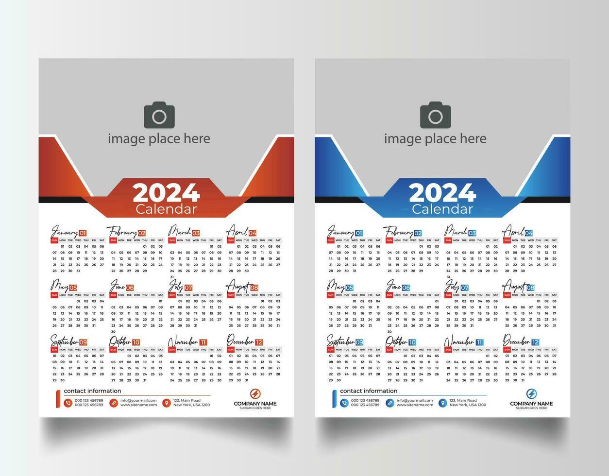 2024 Wall calendar 35229899 Vector Art at Vecteezy