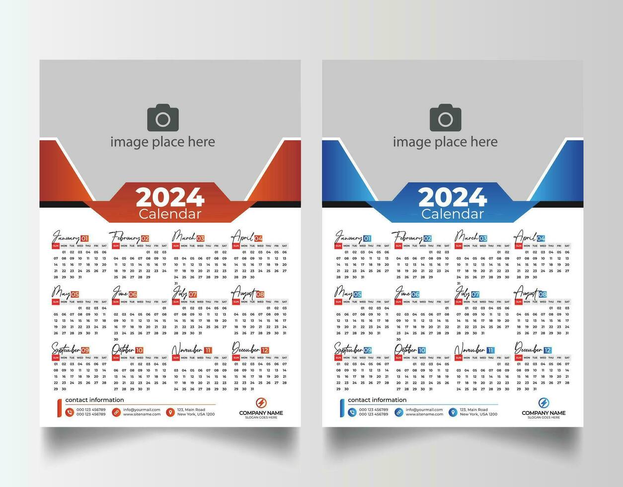 2024 pared calendario vector