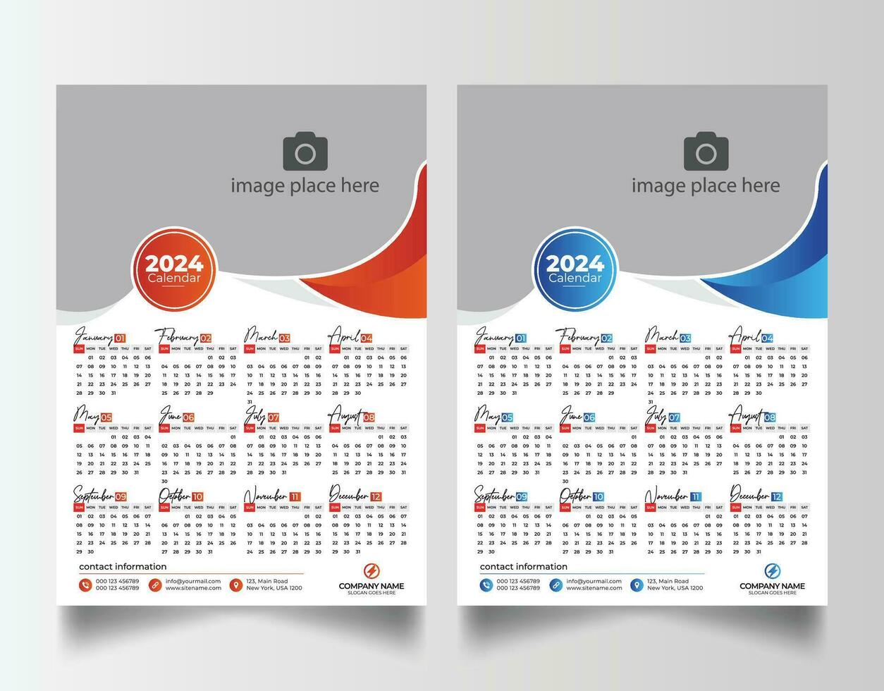 2024 pared calendario vector