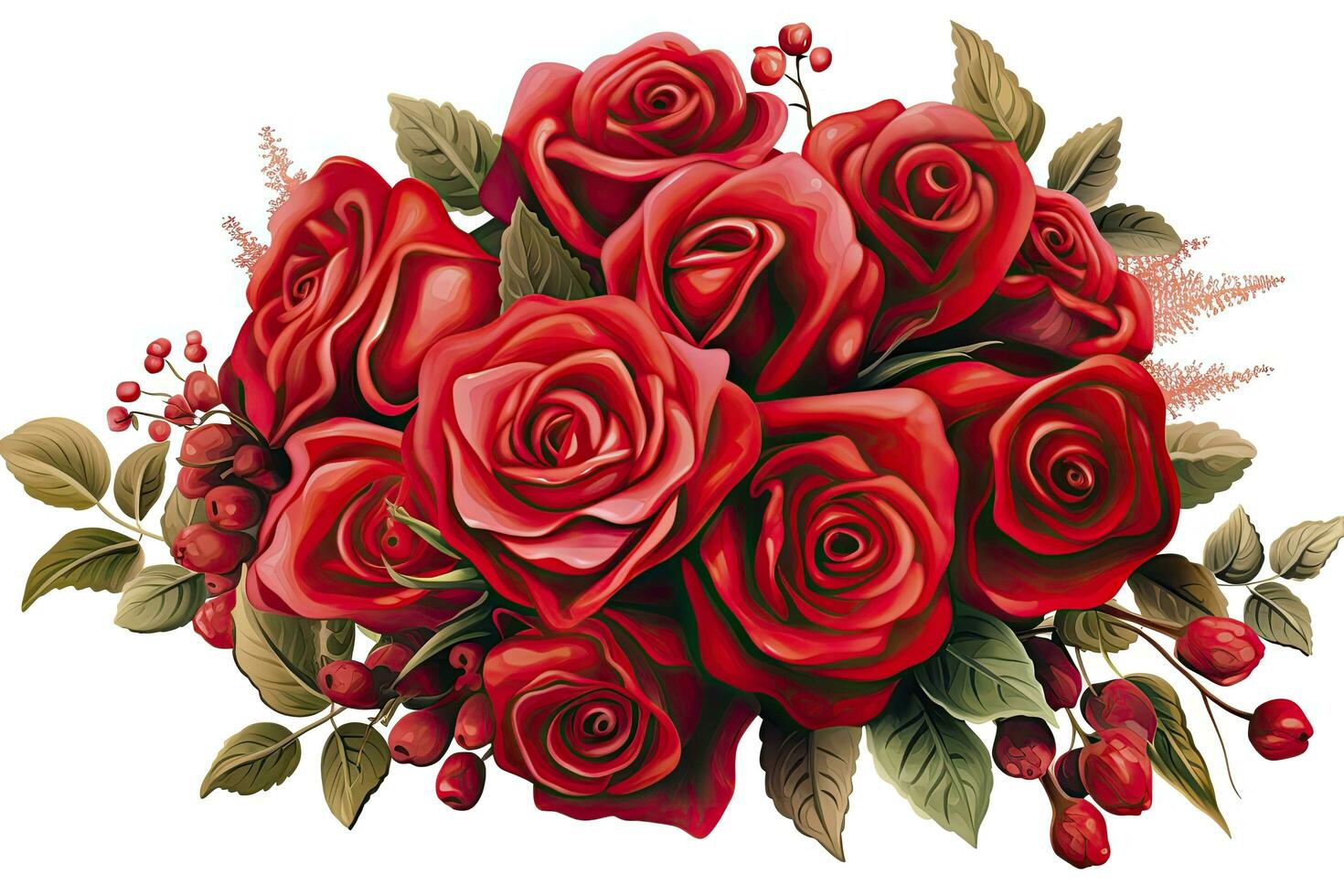 AI generated Red rose bouquet isolated on white background. AI Generated photo
