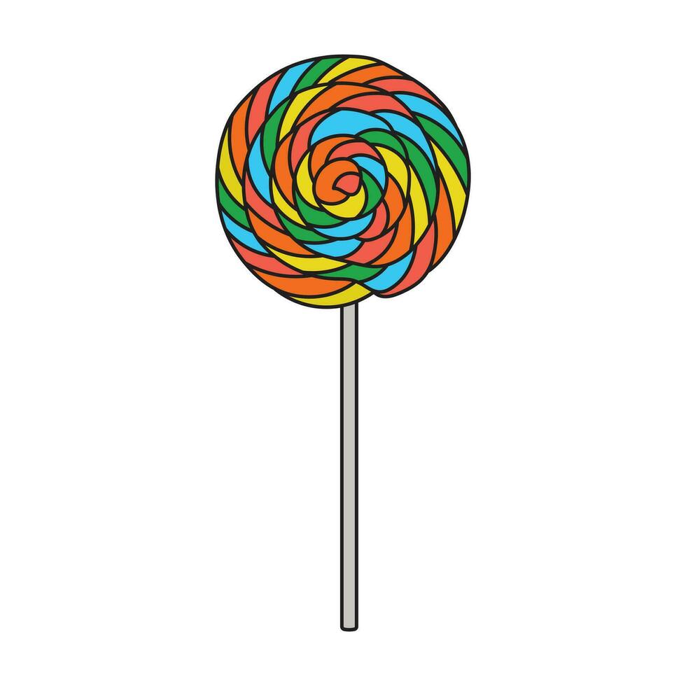 Kids drawing Cartoon Vector illustration cute lollipop candy Isolated on White Background